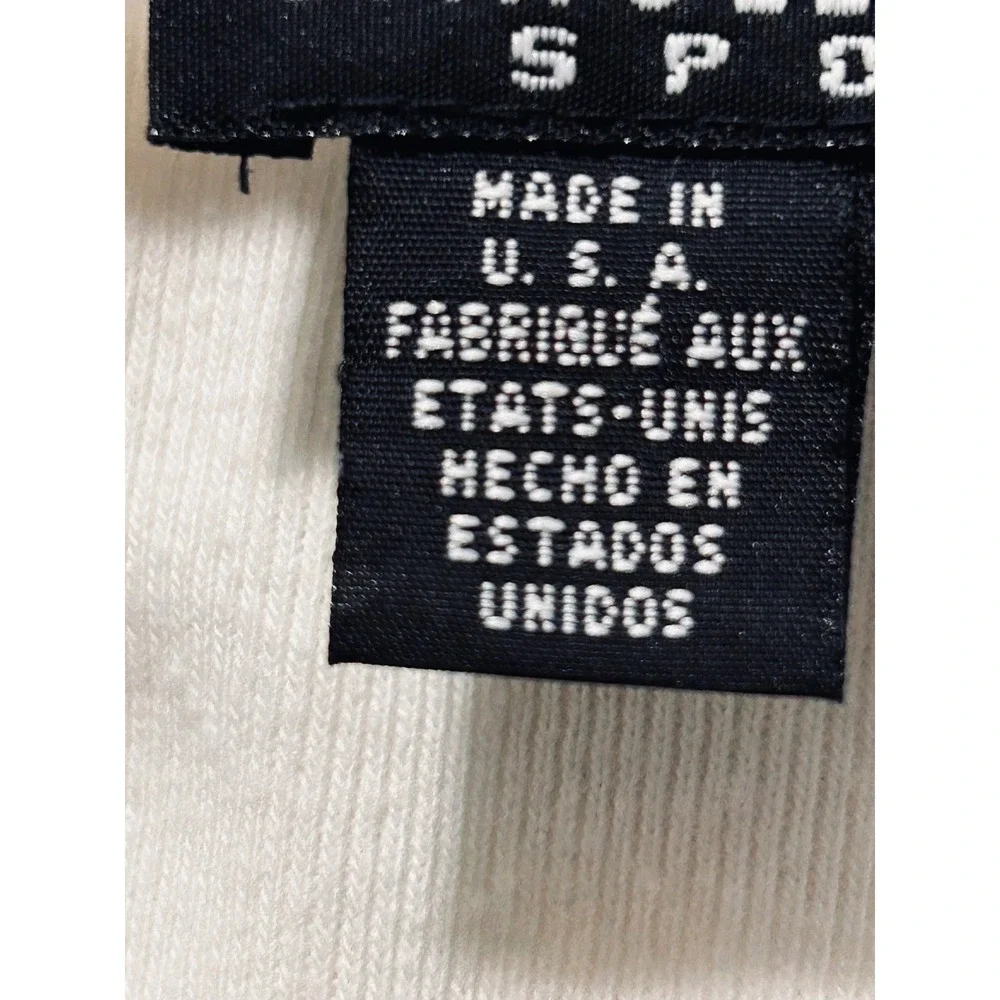 Carole Little Sport‎ Womens White Ribbed Long Sleeve USA Star Graphic Top Size L